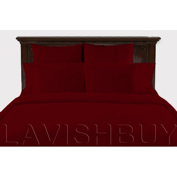 1000TC Egyptian Cotton Burgundy California King Fitted Sheet And Duvet