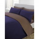1000TC Egyptian Cotton Chocolate and Navy Blue Twin / Twin XL Reversible Duvet Quilt Cover Set
