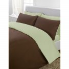 1000TC Egyptian Cotton Chocolate and Sage Twin / Twin XL Reversible Duvet Quilt Cover Set