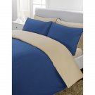 1000TC Egyptian Cotton Navy Blue and Taupe King / California King Reversible Duvet Quilt Cover Set