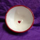 Red heart hand painted ceramic bowl