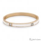 White Enamel Fashion Bangle Bracelet with Crystal