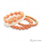 Turquoise and Coral Sunburst RingSet of 4 Peach Imitation Pearl Fashion Bracelets