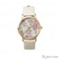 Ivory Leather Fashion Watch with Floral Design
