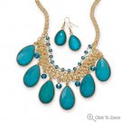 Teal Pear Drop Fashion Necklace Set