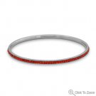 Thin Silver Tone Fashion Bangle Bracelet with Red Crystal Thin Silver Tone Fashion Bangle Bracelet with Red Crystal