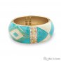 Pearlescent Turquoise Enamel Diamond Pattern Bangle Bracelet