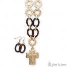 Gold Tone Textured Cross Fashion Necklace Set Gold Tone Textured Cross Fashion Necklace Set