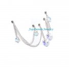 Triple Double Cartilage Piercing AB Swarovski Heart n Star Set