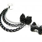 Black Bow Swarovski Chain Ear Cuff
