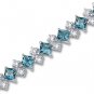 13.5 cts Princess Cut London Blue Topaz Silver Bracelet