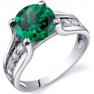 1.75 cts Round Cut Emerald Sterling Silver Ring