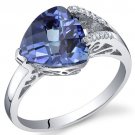 3.5 cts Trillion Cut Alexandrite Sterling Silver Ring