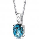 3 cts Oval Cut London Blue Topaz Sterling Silver Pendant