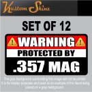 357 Magnum Warning Sticker 3" x 1.5" Firearm Gun .357 Mag Vinyl Decal WS3 12 PCS