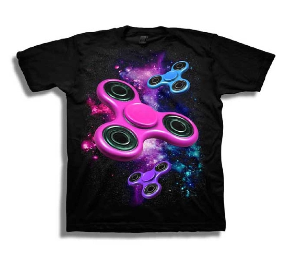 Boys Graphic Tee Spinner Space Purple Youth Softspun T-shirt Size L