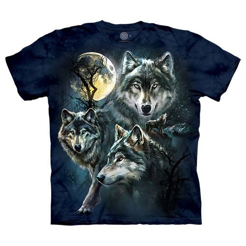 The Mountain Men's Graphic Tee Moon Wolves Collage T-shirt Size XL