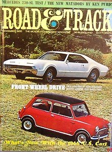 R&T 1965 MERCEDES 230SL AUSTIN-COOPER S 1275 OLDS TORONADO PEUGEOT 204 '30RUXTON