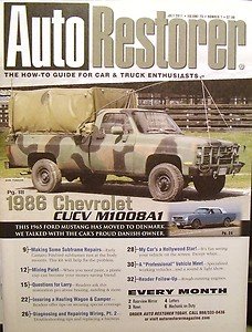 AUTO RESTORER 1986 CHEVROLET CUVC M1008A1 1965 FORD MUSTANG     07/11