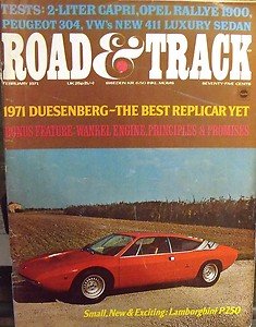 1971 FEB R&T 1971 DUESENBERG 2-LITER CAPRI VW 411 PEUGEOT 304 OPEL RALLYE 1900