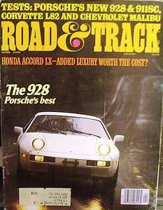 R&T APR 1978 PORSCHE 928 & 911SC CHEVROLET MALIBU & CORVETTE 1933 J4 MG MIDGET
