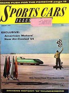 1957Jan SCI 1957 THUNDERBIRD MG EX179 1957 MGA DKW 3=6 ROVER T3 GAS TURBINE