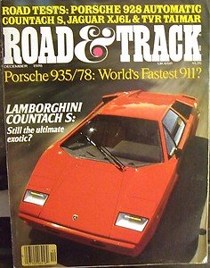 R&T DEC 1978 LAMBORGHINI CONTACH S PORSCHE 928 AUTO JAGUAR XJ6L TVR TAIMAR