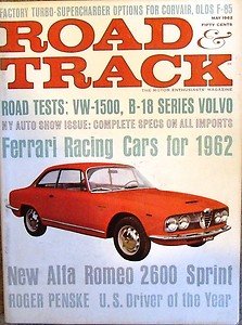 1962 R&T VW 1500 & VOLVO 122-S ROAD TESTS  ALFA ROMEO 2600 SPRINT