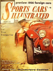 1956 JAN Sports Car Illustr. THUNDERBIRD CADILLAC MORETTI MG-TF