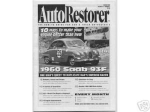 AUTO RESTORER- 1970 DODGE CHARGER   1960 SAAB 93F 03/03