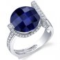7 cts Round Cut Blue Sapphire Sterling Silver Ring