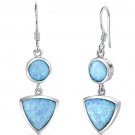 Powder Blue Opal Dangle Earrings in Sterling Silver