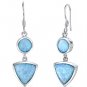 Powder Blue Opal Dangle Earrings in Sterling Silver