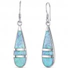 Art Deco Blue Opal Dangle Earrings in Sterling Silver