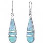 Art Deco Blue Opal Dangle Earrings in Sterling Silver
