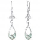 Celtic Style Opal Dangle Earrings in Sterling Silver