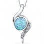Powder Blue Opal Pendant in Sterling Silver Style