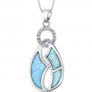 Abstract Blue Opal Pendant in Sterling Silver Style