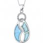 Abstract Blue Opal Pendant in Sterling Silver Style
