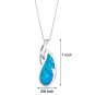 Tear Drop Firey Blue Opal Pendant in Sterling Silver