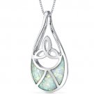 Celtic Style Red Fire Opal Pendant in Sterling Silver