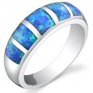 Firey Blue Opal Sterling Silver Ring in Sizes 6 to 8