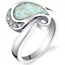 Spiral Red Fire Opal Sterling Silver Ring in Sizes 6 to 8