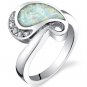 Spiral Red Fire Opal Sterling Silver Ring in Sizes 6 to 8
