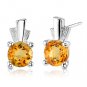 1.5 cts Round Cut Citrine Sterling Silver Earrings