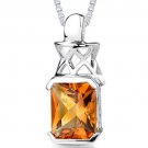 3.75 cts Radiant Cut Citrine Sterling Silver Pendant