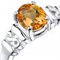 Sterling Silver 1.00 cts Oval Shape Citrine Ring Size 9