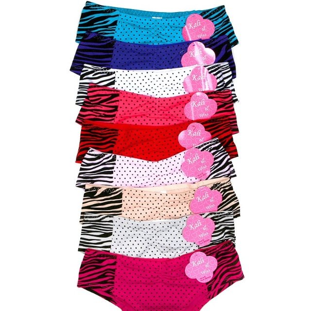 3 Pcs Polka Dot And Zebra Print Pink Cotton Panties