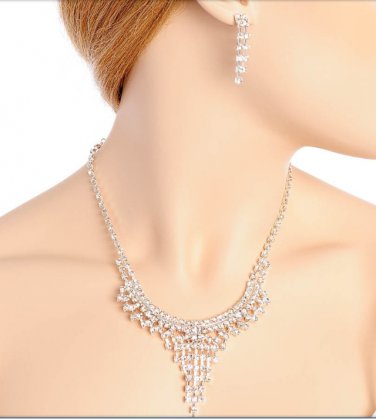SILVER NECKLACE & EARRING/1SET