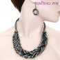HEMATITE BRAIDED NECKLACE & EARRING SET